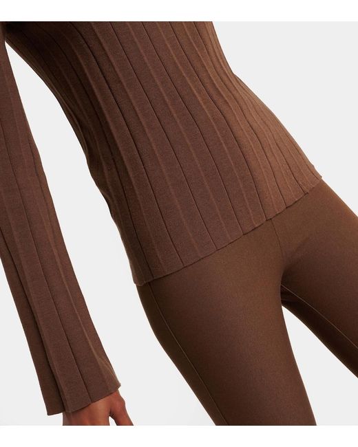 Joseph Brown Silk-Blend Plisse Turtleneck Sweater