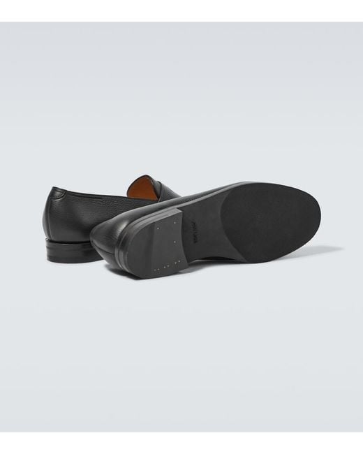 John Lobb Black Lopez Leather Loafers for men