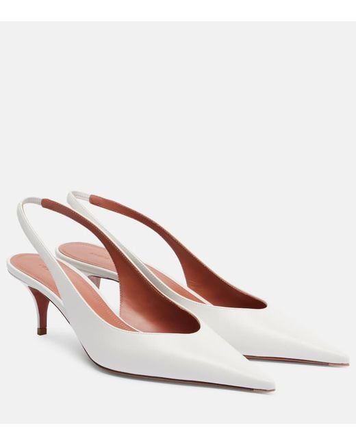 AMINA MUADDI Pink Anok 55 Leather Slingback Pumps