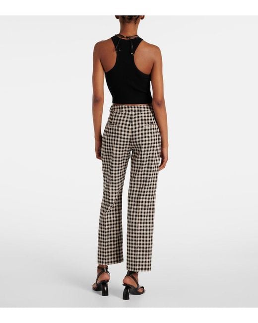 Max Mara Natural Max Mara Daisy Gingham Cropped Straight Pants