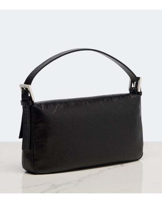 Fendi Black Baguette Small Leather Shoulder Bag