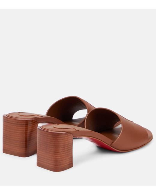 Christian Louboutin Brown So Cl 55 Embossed Leather Mules
