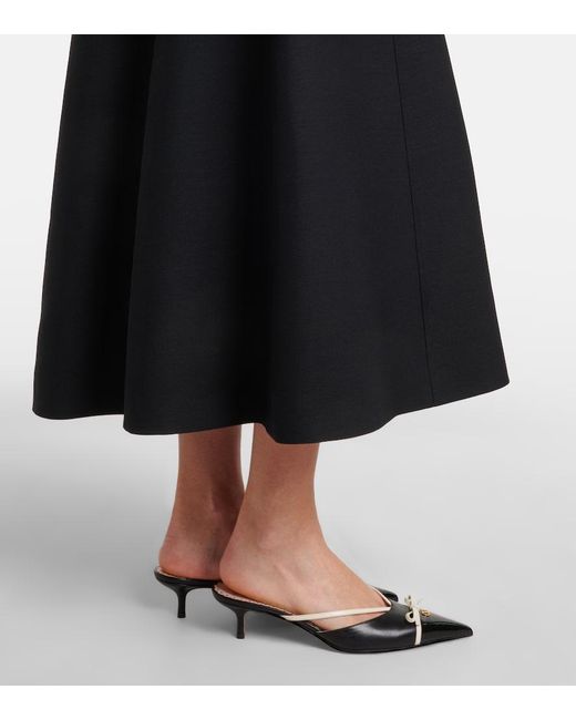 Valentino Black Vgold Crepe Couture Midi Skirt
