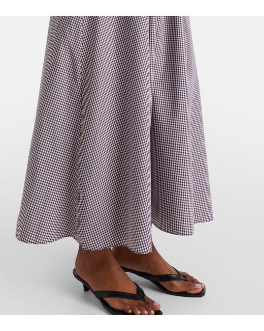 Faithfull The Brand Purple Eudora Gingham Cotton-Blend Maxi Dress