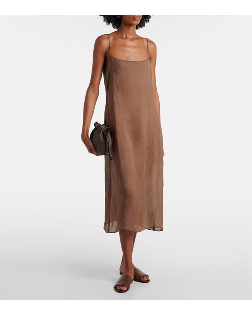 Leset Brown Niko Ramie Midi Dress