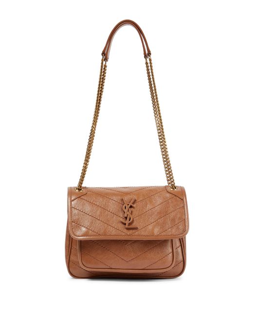 Saint Laurent Niki Baby Small Leather Shoulder Bag in Brown | Lyst Australia