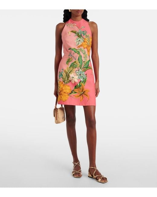 ALÉMAIS Orange Anika Floral Linen Minidress