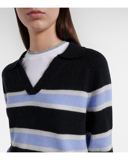 Velvet Black Everlake Striped Polo Sweater