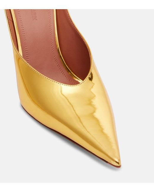 AMINA MUADDI Natural Anok 90 Metallic Leather Pumps