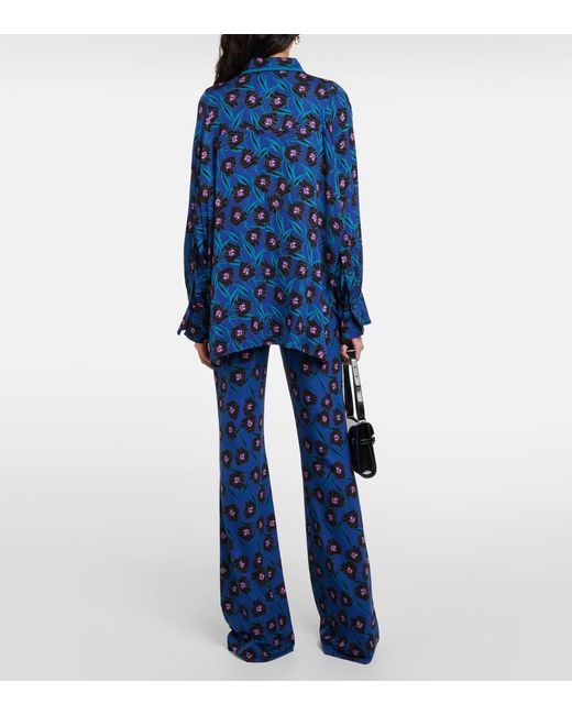 Blusa Alona in raso di Diane von Furstenberg in Blue