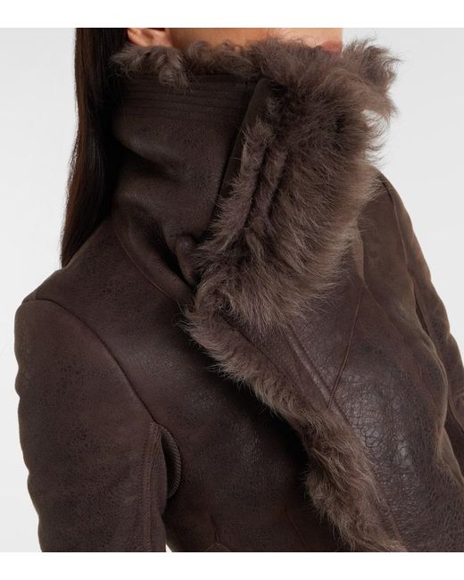 Rick Owens Brown Lederjacke Aus Shearling