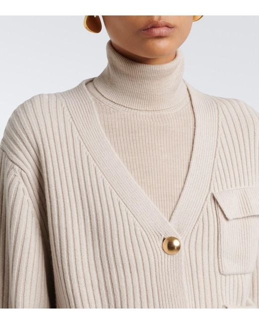 Jardin Des Orangers Natural Ribbed-Knit Wool And Cashmere Cardigan