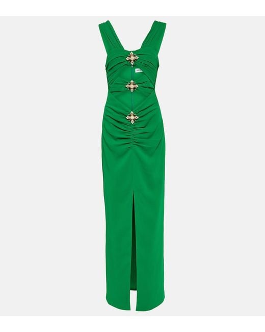 Vestido de fiesta de crepe adornado con aberturas Self-Portrait de color Green