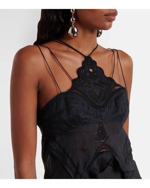 Isabel Marant Black Top Leana Aus Ramie