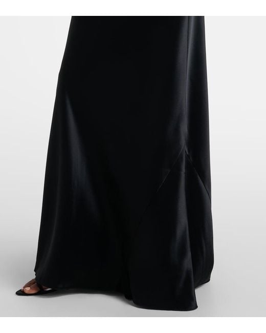 Galvan Black Satin Halter Neck Gown