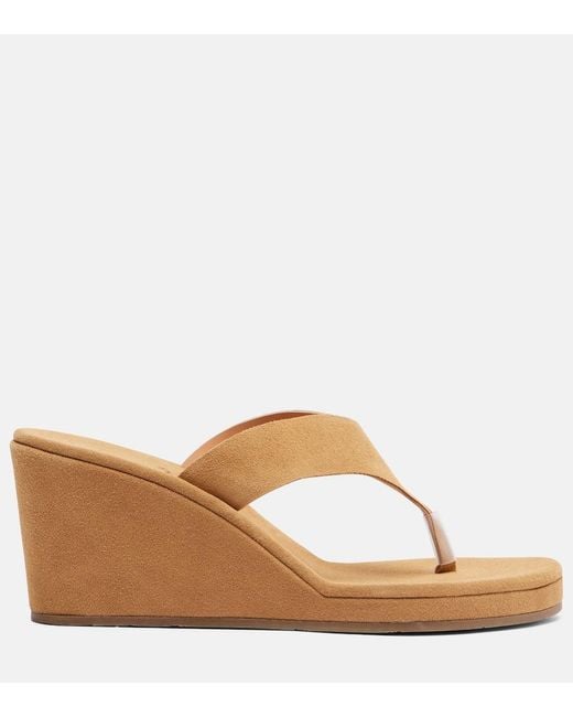 Ancient Greek Sandals Brown Charys Suede Wedge Thong Sandals