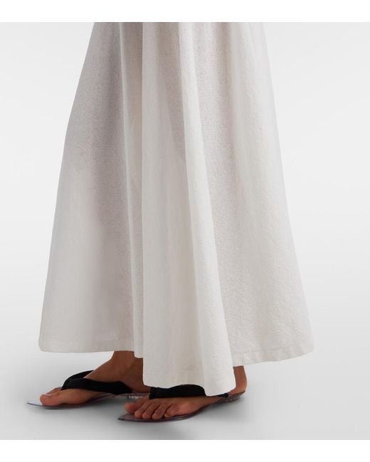 Alaïa White Cotton-Blend Crepe Maxi Dress