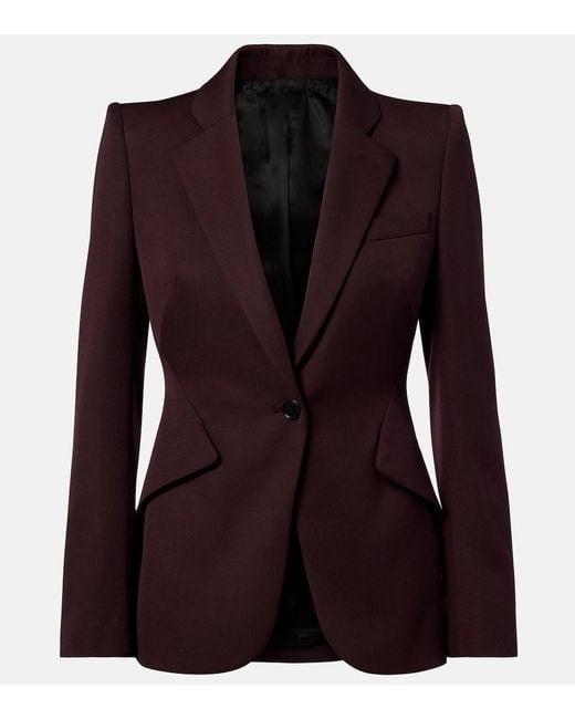 McQueen Purple Wool Grain De Poudre Blazer