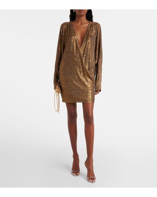 Norma Kamali Brown Minikleid Dolman Mit Pailletten