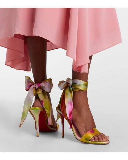 Christian Louboutin Green Miss Z Sandal Du Desert Crepe Satin Sandals