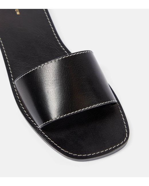 The Row Black Link Leather Slides