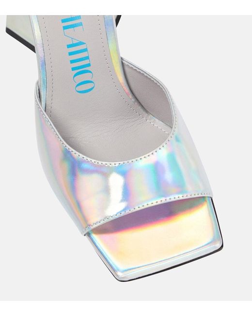 The Attico Blue Devon Metallic Leather Mules