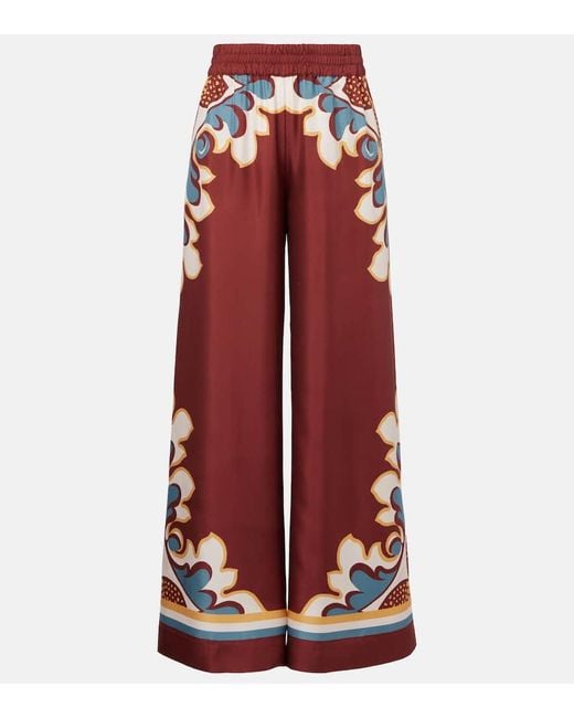 Pantalon Ample Imprime En Soie LaDoubleJ en coloris Red