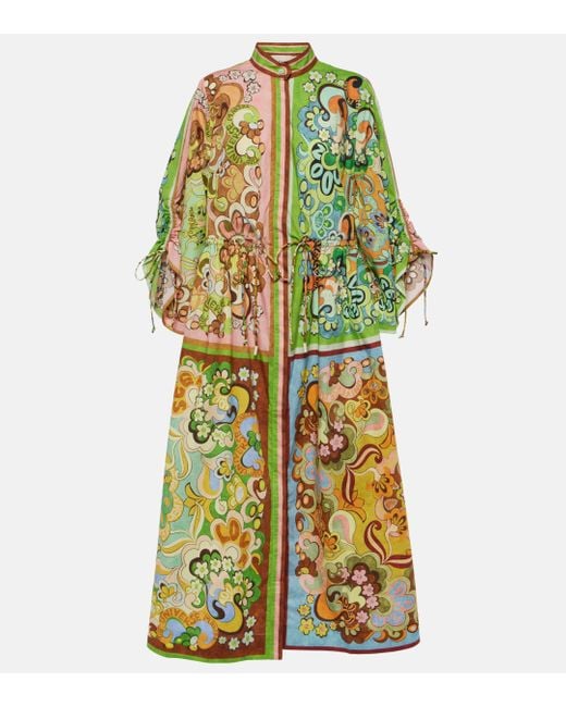 ALÉMAIS Green Dreamer Printed Cotton Maxi Dress
