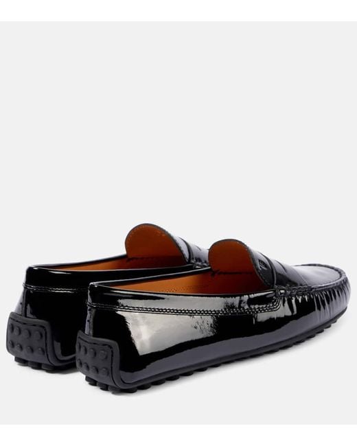 Tod's Black City Gommino Patent Leather Moccasins