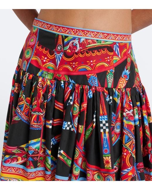 Dolce & Gabbana Red Carretto Cotton Miniskirt
