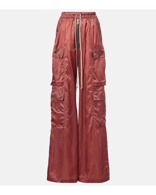 Rick Owens Red High-Rise Cargo Pants