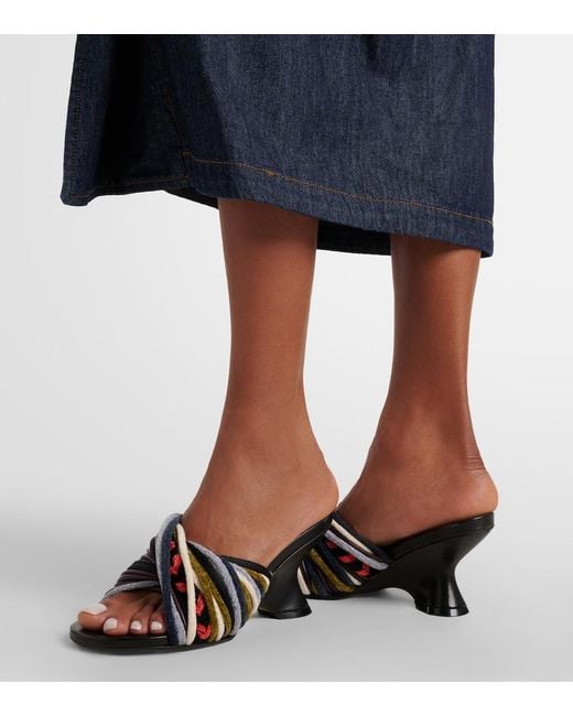 Dries Van Noten Black 75 Braided Wedge Mules