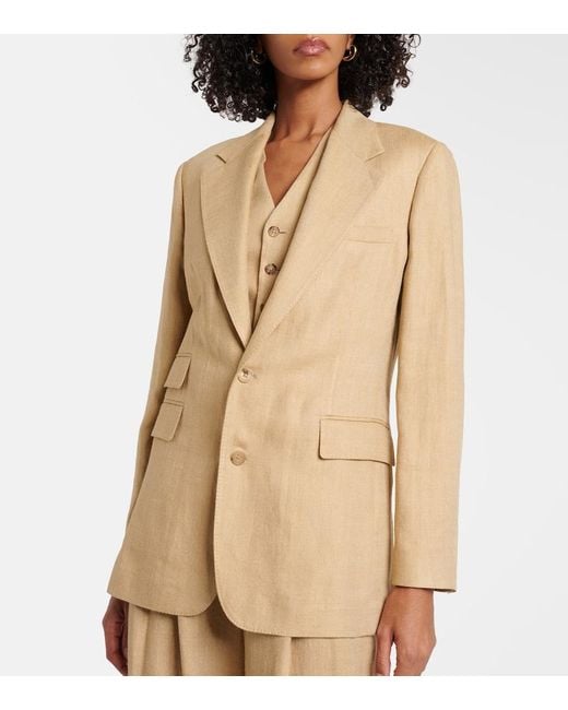 Ralph Lauren Natural Russel Silk And Linen Blazer
