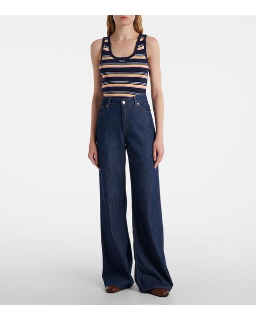 7 For All Mankind Blue Lotta Wide-Leg Jeans