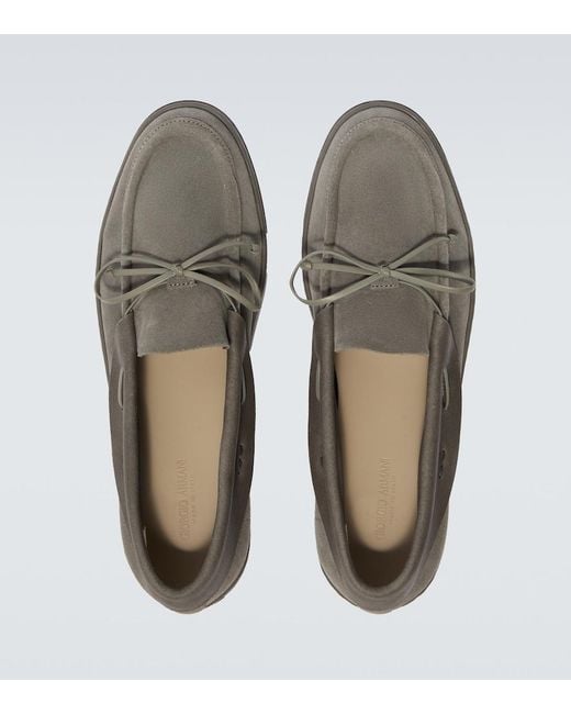 Giorgio Armani Gray Suede Loafers for men
