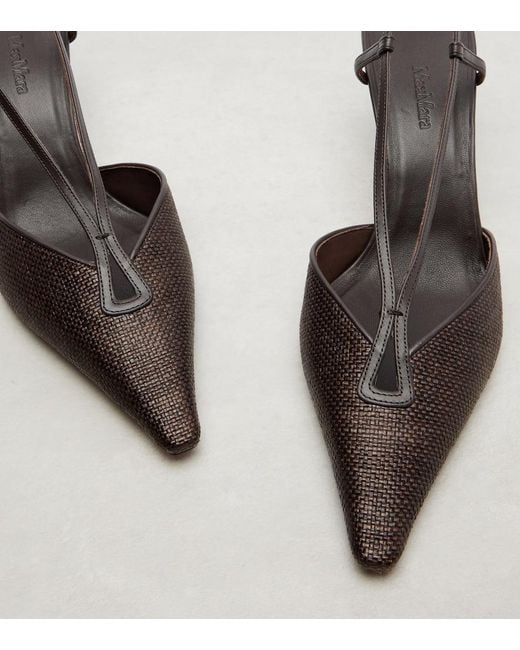 Max Mara Brown Raffia Slingback Pumps