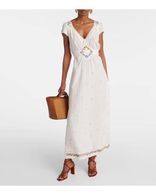 Rixo White Besticktes Maxikleid Carey