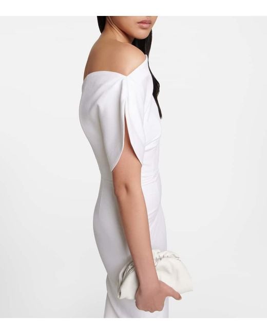 Roland Mouret White Asymmetric Wool And Silk Gown