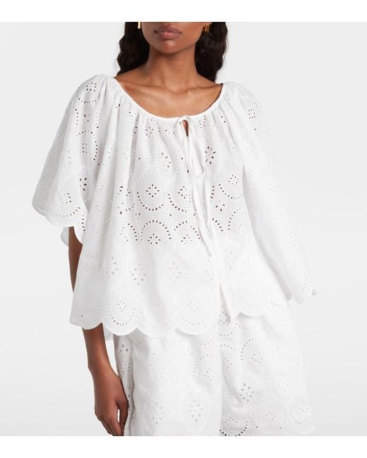 Faithfull The Brand White Fondaco Broderie Anglaise Top