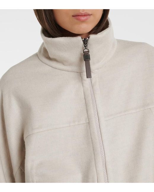 Brunello Cucinelli White Monili Virgin Wool Jacket