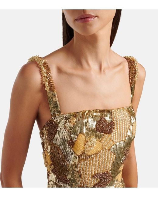 Rachel Gilbert Metallic Elyse Beaded Gown