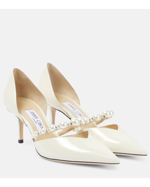 Jimmy Choo White Aurelie 65 Patent Leather Pumps