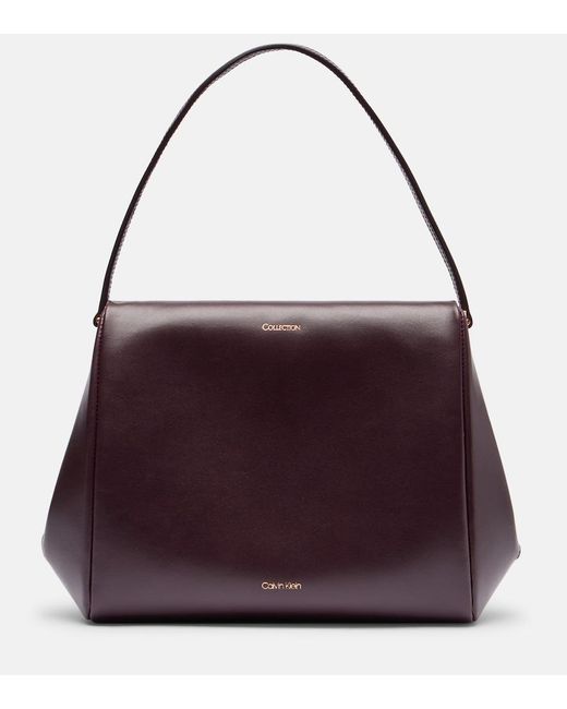 Calvin Klein Purple Tina Medium Leather Shoulder Bag