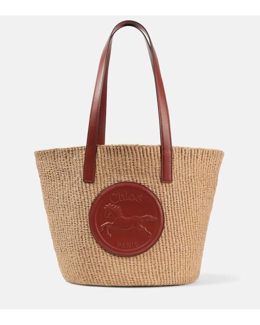 Chloé Brown Horse Medal Large Basket Bag
