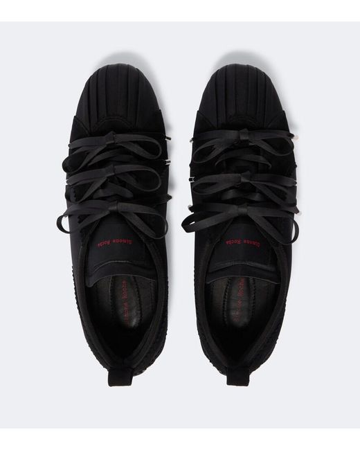 Simone Rocha Black Ballerina Grip Suede-Trimmed Satin Sneakers for men