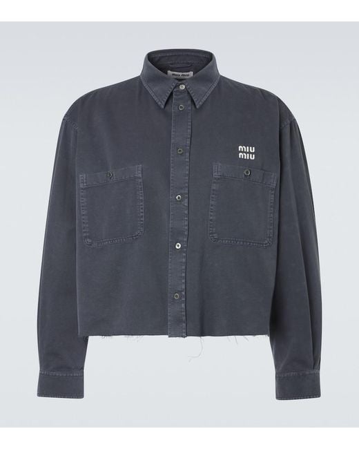 Miu Miu Blue Logo Denim Shirt for men
