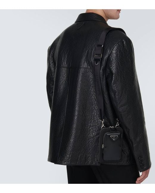 Prada Smartphone-Etui aus Re-Nylon und Leder in Black für Herren