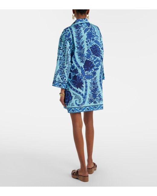 Etro Blue Paisley Oversized Cotton Minidress
