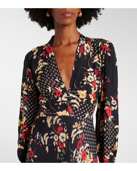 Rixo Black Trula Floral-Print Maxi Dress