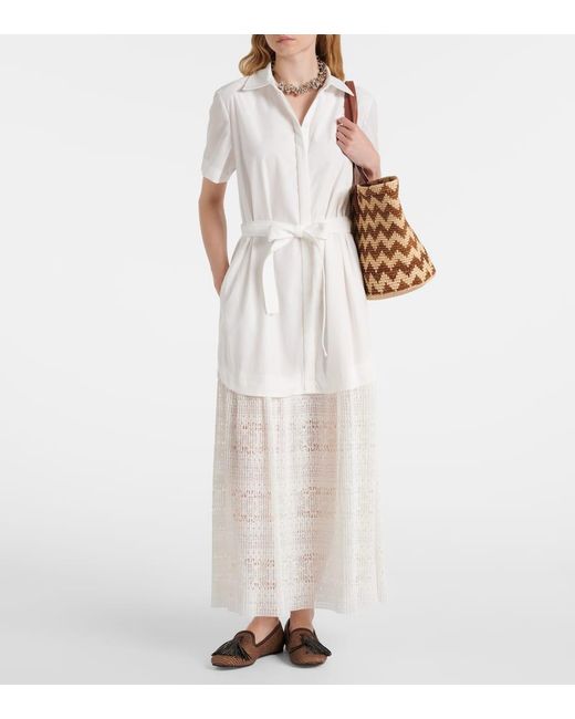 Vestido Camisero Jenner De Popelin Y Encaje Jonathan Simkhai de color White